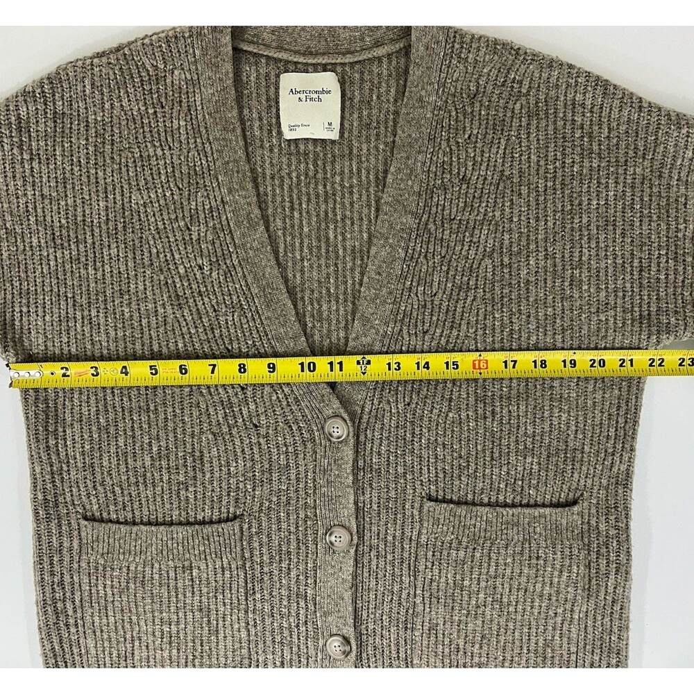 Abercrombie Fitch Cardigan Sweater Women’s M Brown Knit Cable Light Academia - Picture 3 of 9